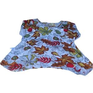 COLLECTIONS ETC Autumn Fall Thanksgiving Leaves Top Embellished Flair Womens L